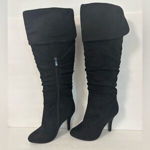 FOREVER Black Faux Suede Over-The-Knee Stiletto Boots Size 6.5